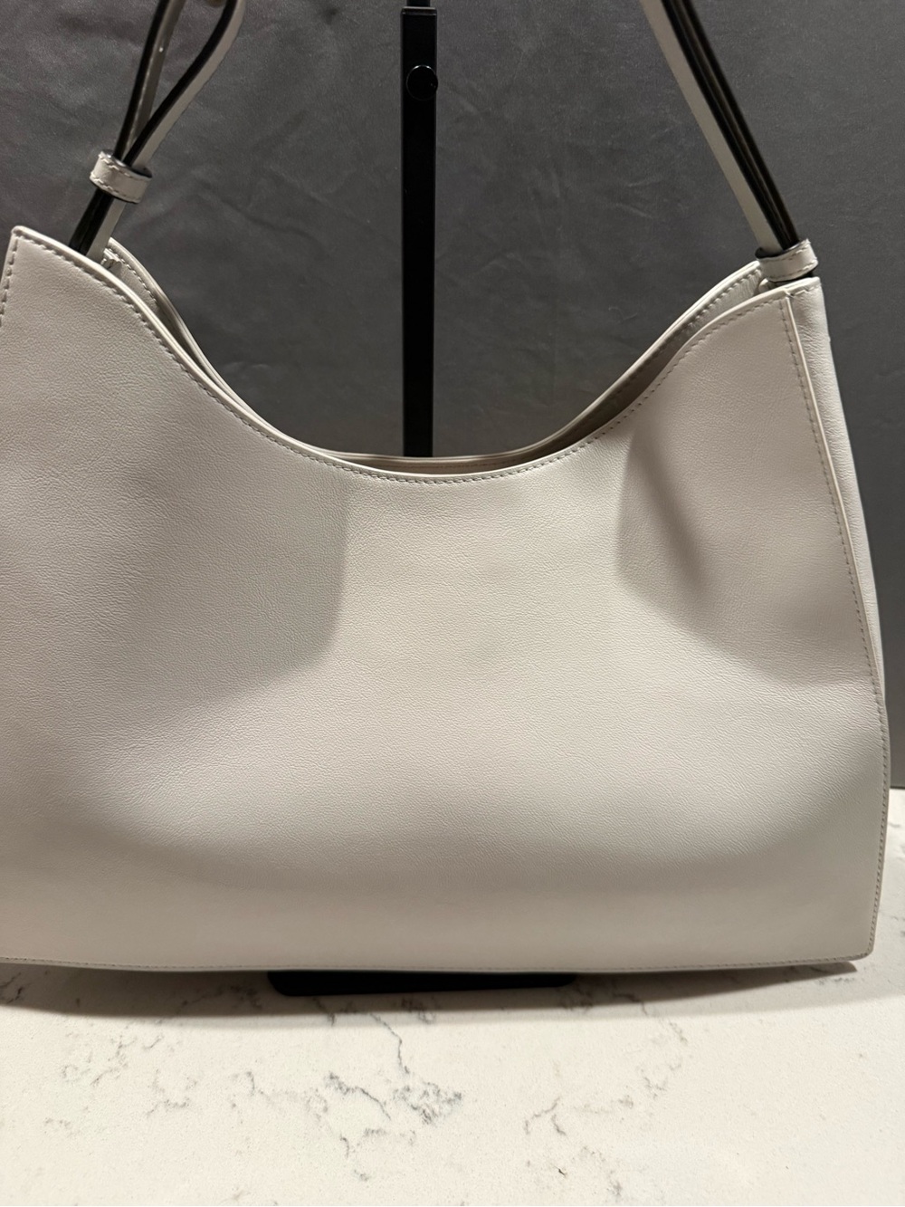 Furla Soft Hobo Shoulder Bag in Light Gray with Black Strap - Picture 10 of 16